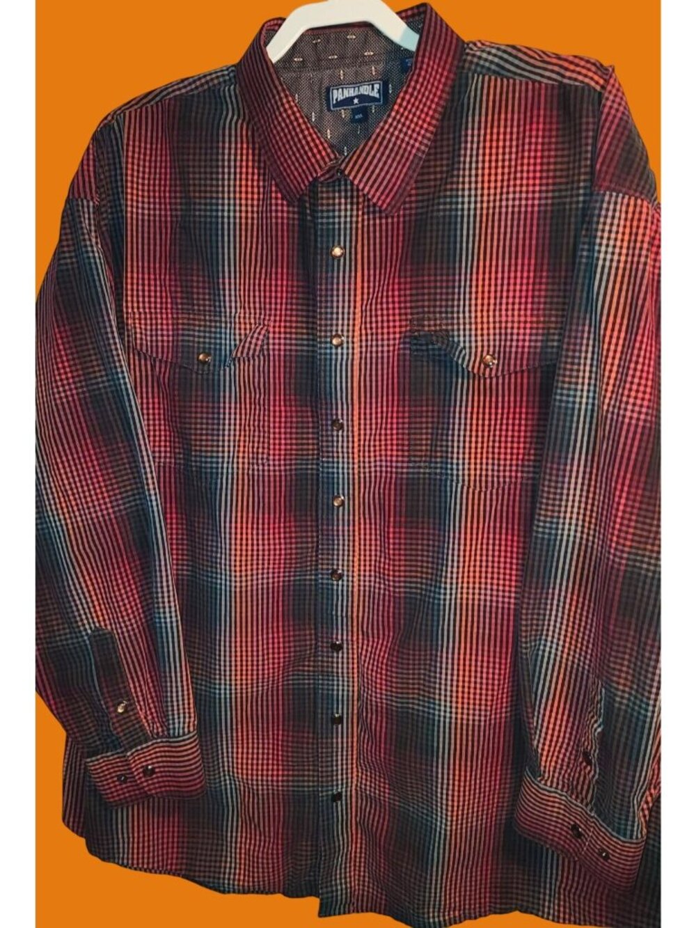 Xxl   Western Plaid Snap Button Long Sleeve Shirt Multicolor*51